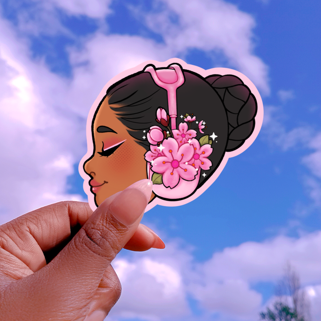 Cherry Blossom Girly Glossy Sticker