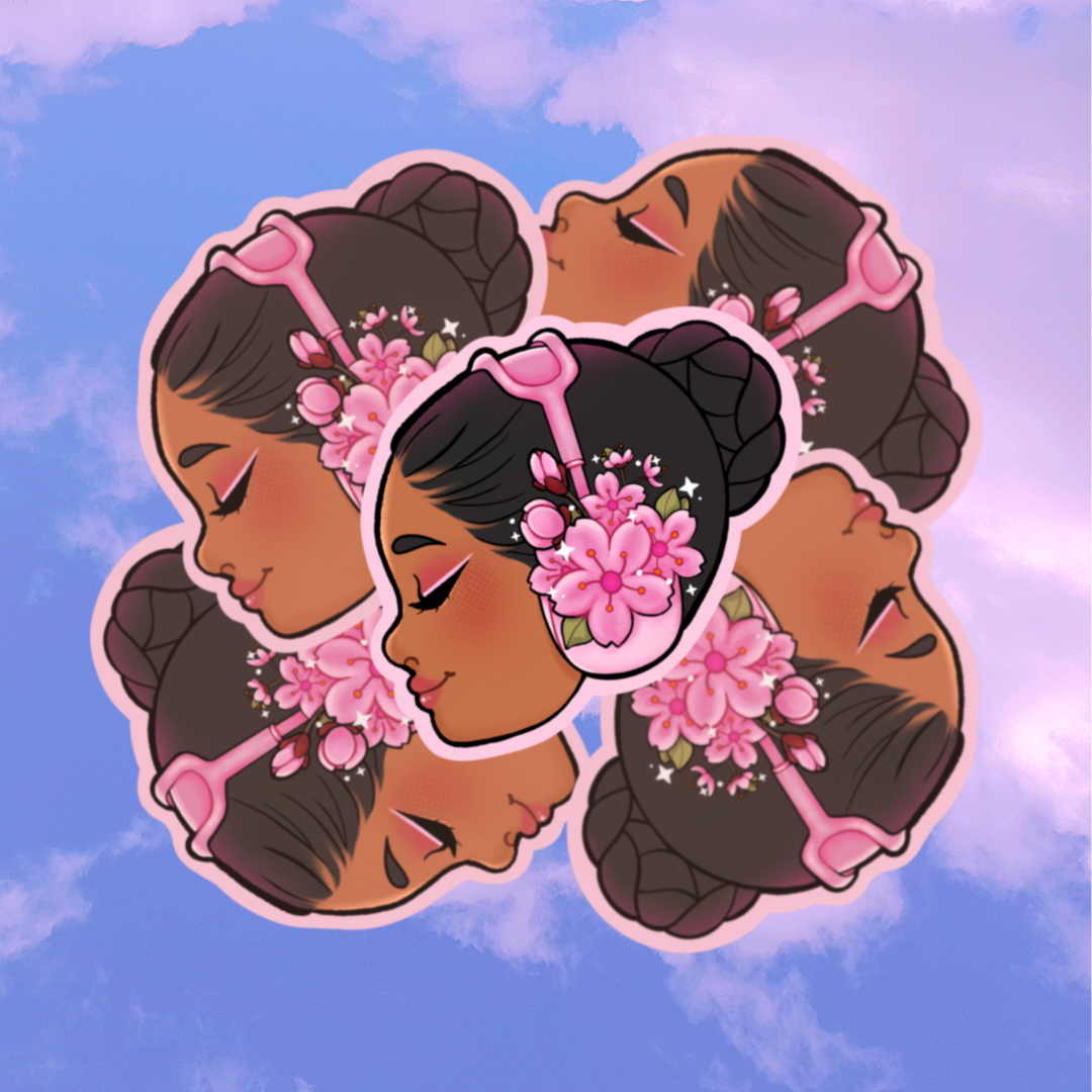 Cherry Blossom Girly Glossy Sticker