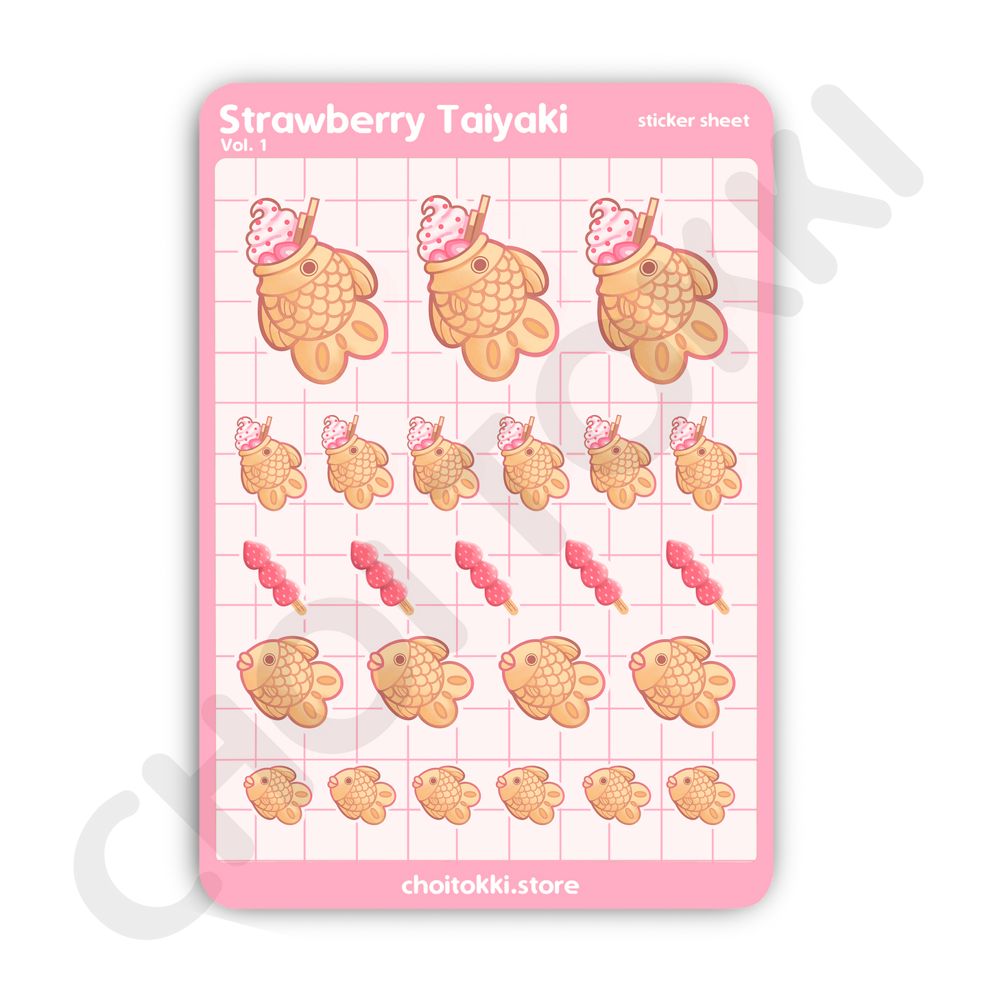 Strawberry Taiyaki Sticker Sheet