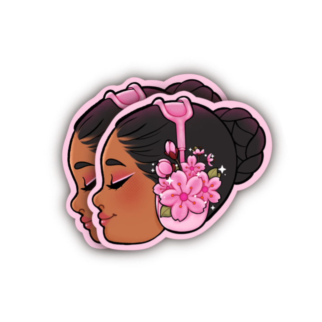Cherry Blossom Girly Glossy Sticker