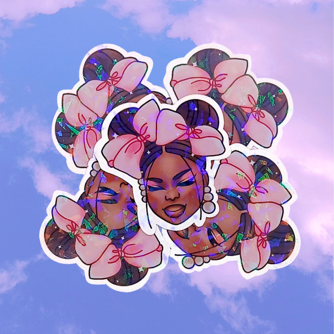 Glitter Princess Bow Sticker