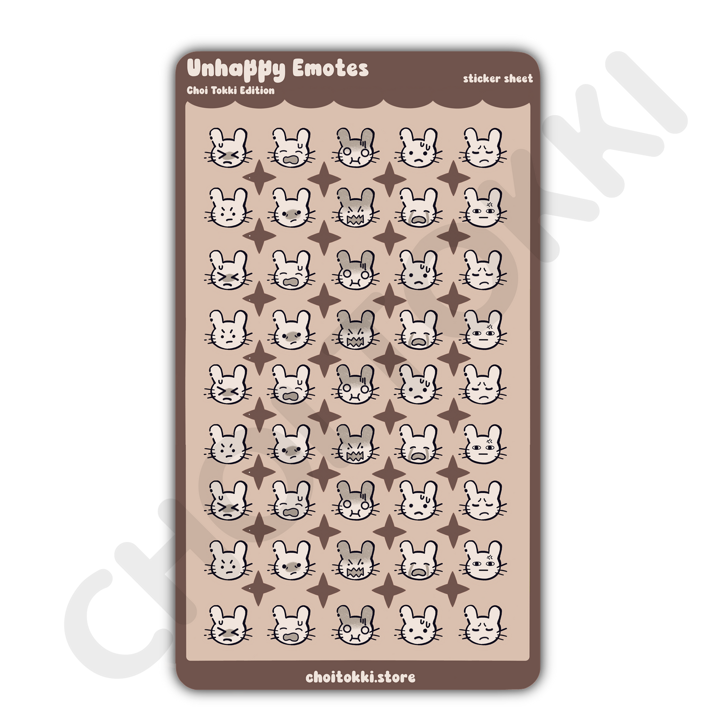 Unhappy Emotes Choi Tokki Edition Sticker Sheet
