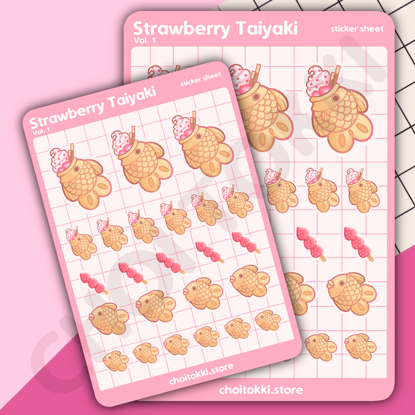 Strawberry Taiyaki Sticker Sheet