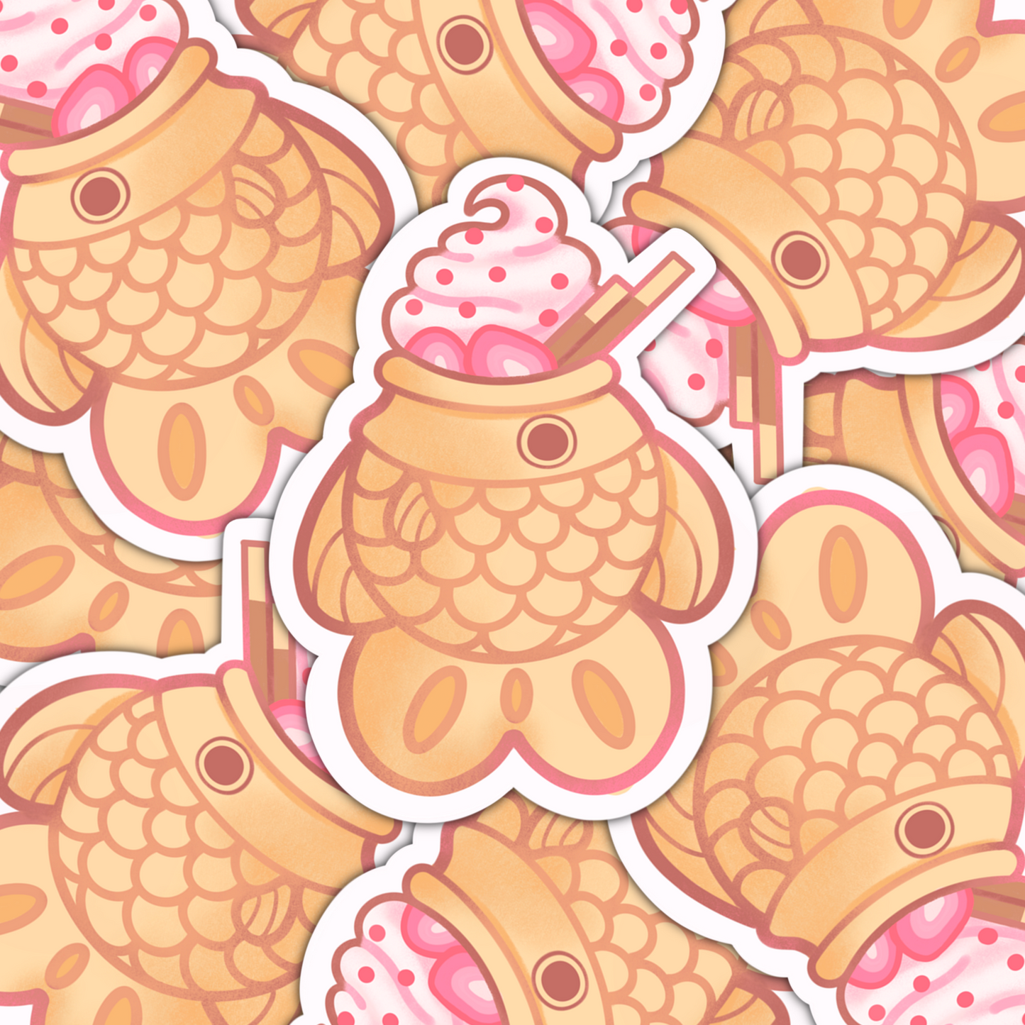 Taiyaki Strawberry Fish Sticker