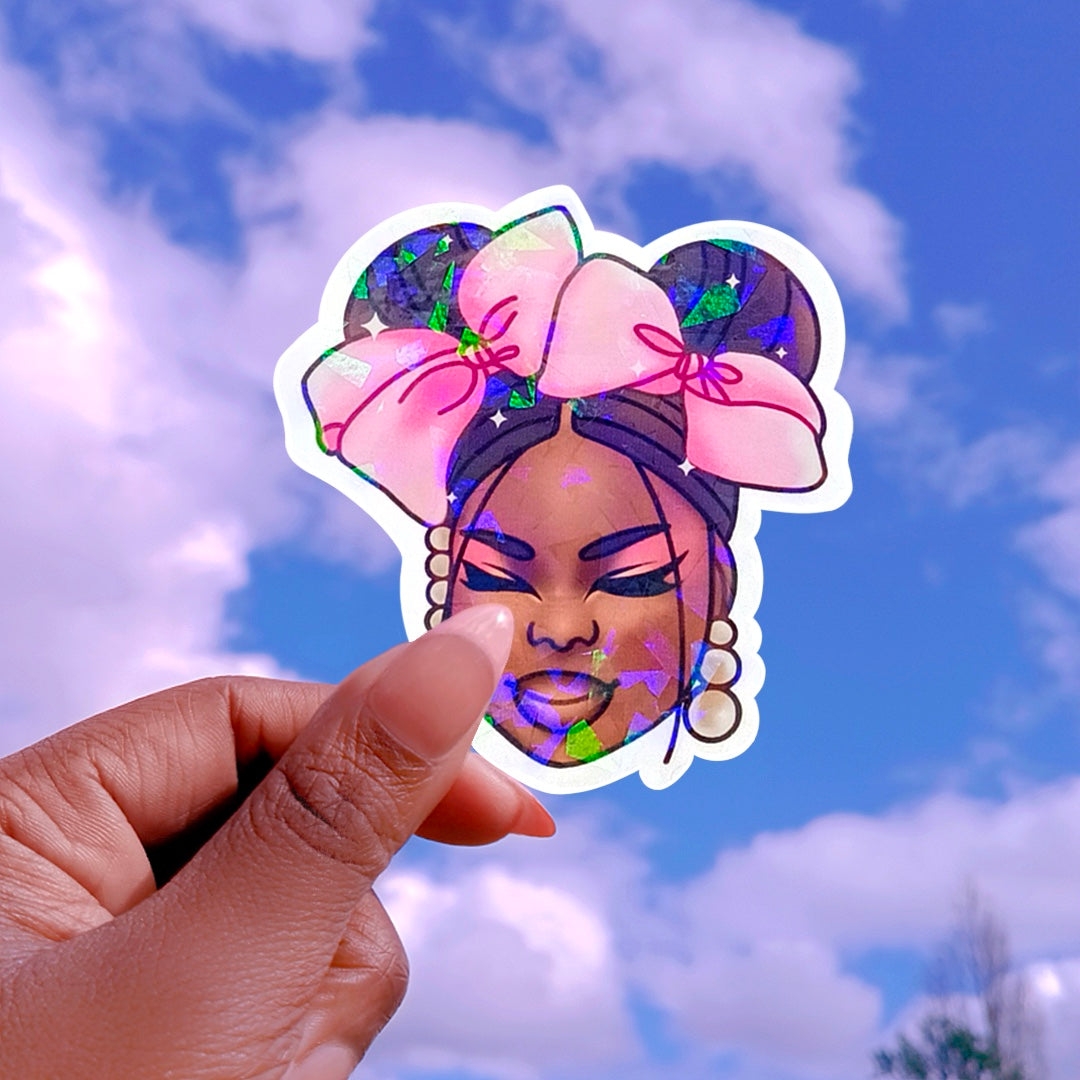 Glitter Princess Bow Sticker