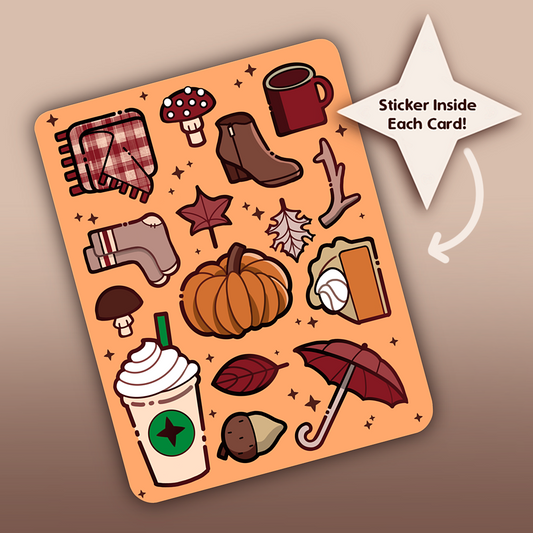 Fall Is Here - Greeting Card - Seasons Greeting - Cute Greeting Card