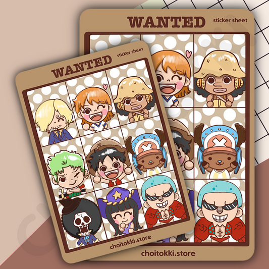 WANTED One Piece Sticker Sheet