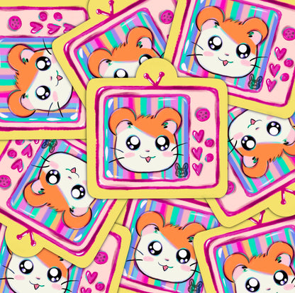 Hamster On TV Sticker