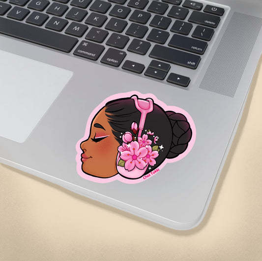 Cherry Blossom Girly Glossy Sticker