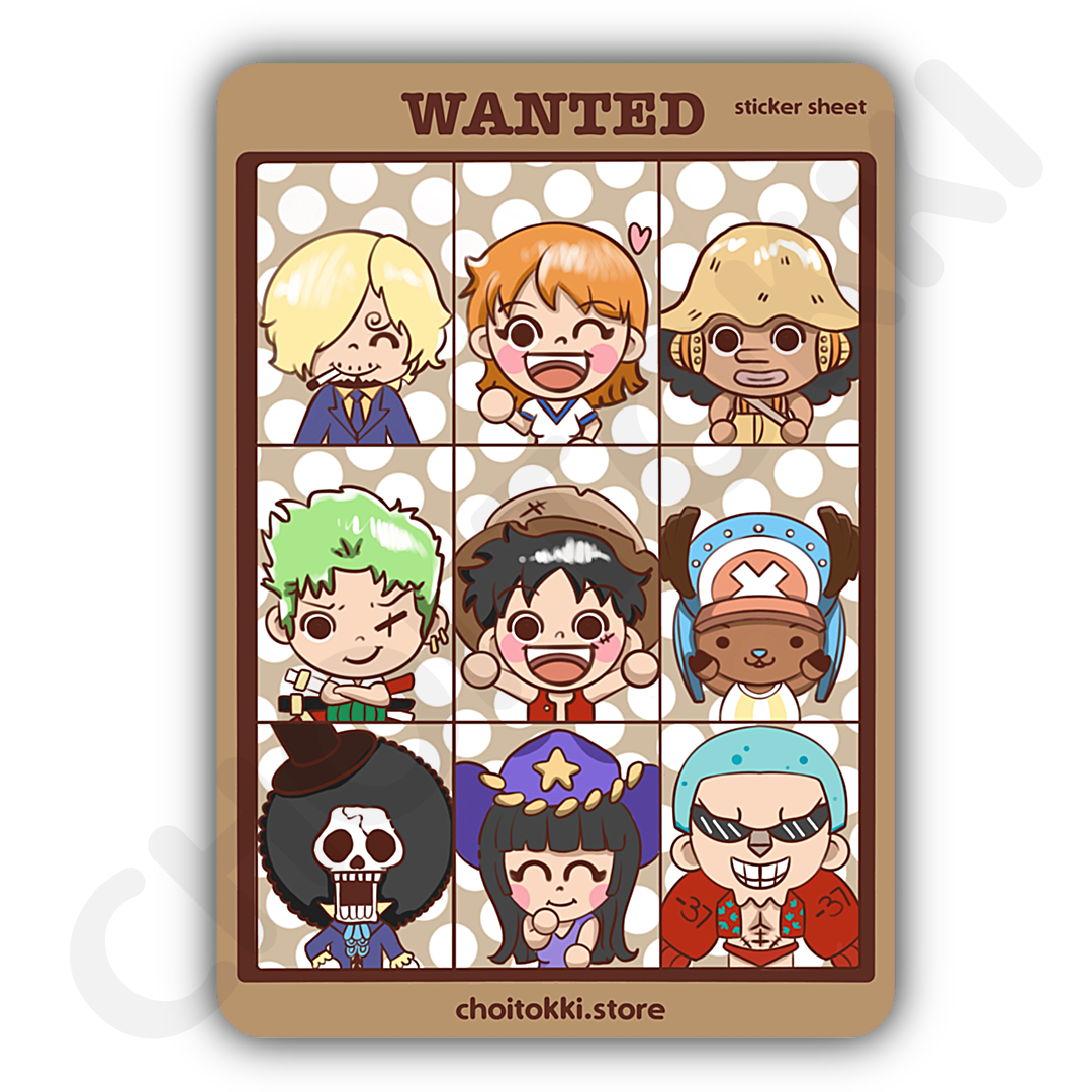 WANTED One Piece Sticker Sheet