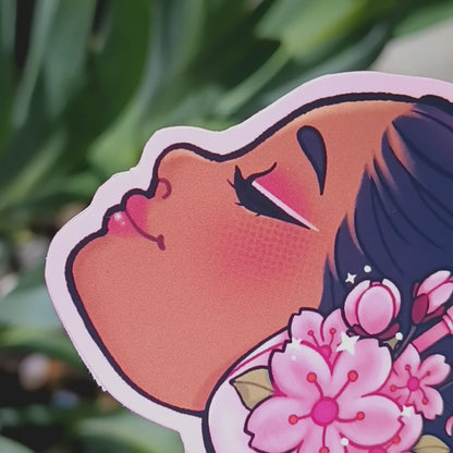 Cherry Blossom Girly Glossy Sticker